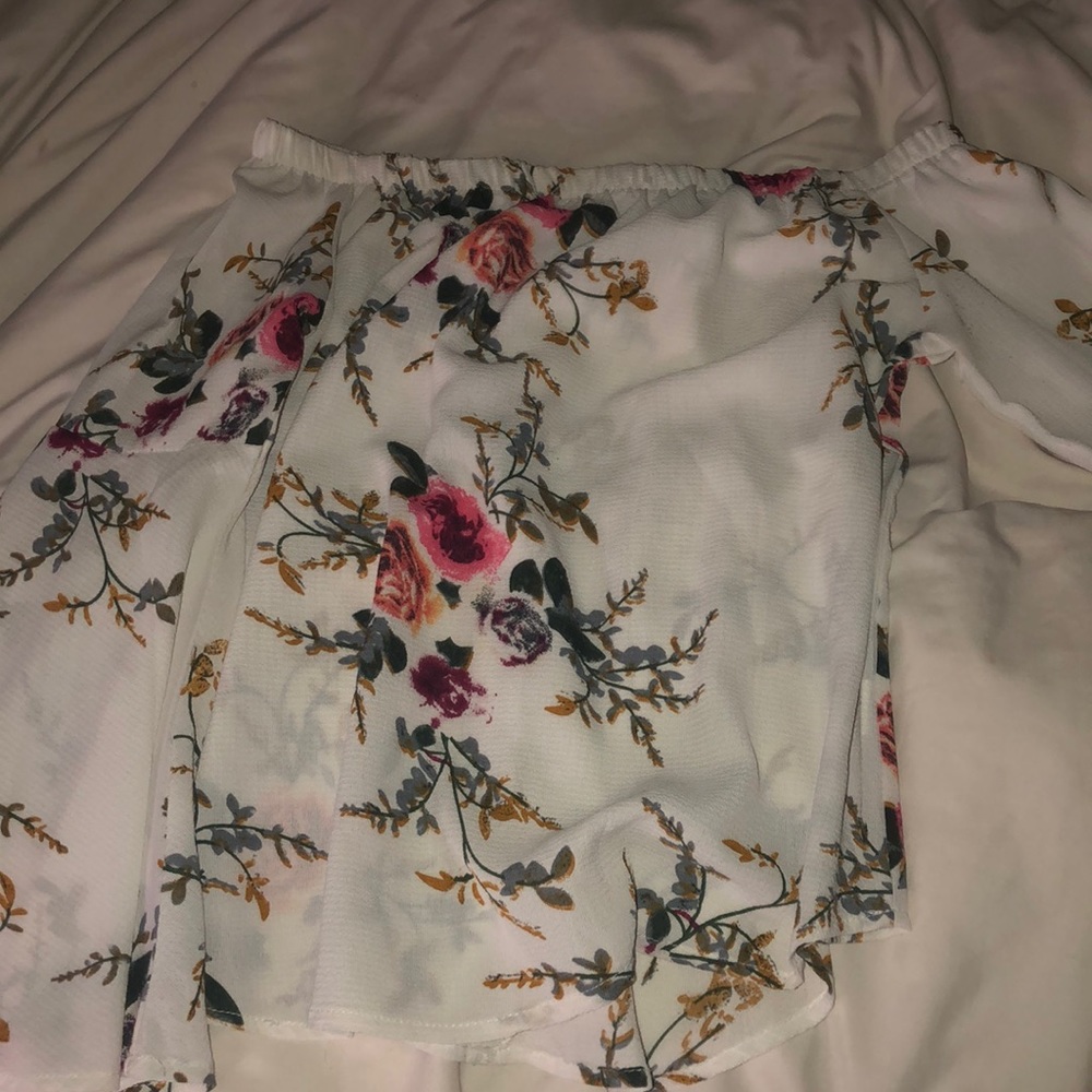 off-shoulder floral top